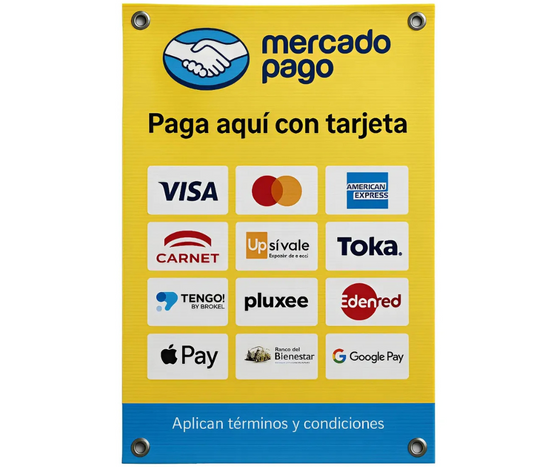 Cartel Publicitario Mercado Pago | Visa, Mastercard, Valido Para Tpv